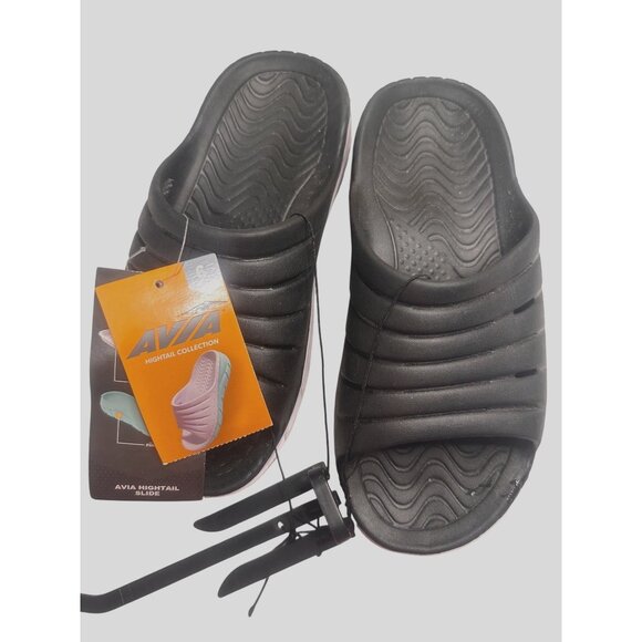 Avia High Tail Collection Black Slide Sandals Size 6 Womens Comfortable Slip-On - Picture 2 of 2